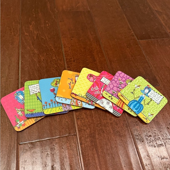 “Dolly Mama” Coaster Set Of 8 By Joey Heiberg For Wine Lovers Cork Back - Picture 1 of 5
